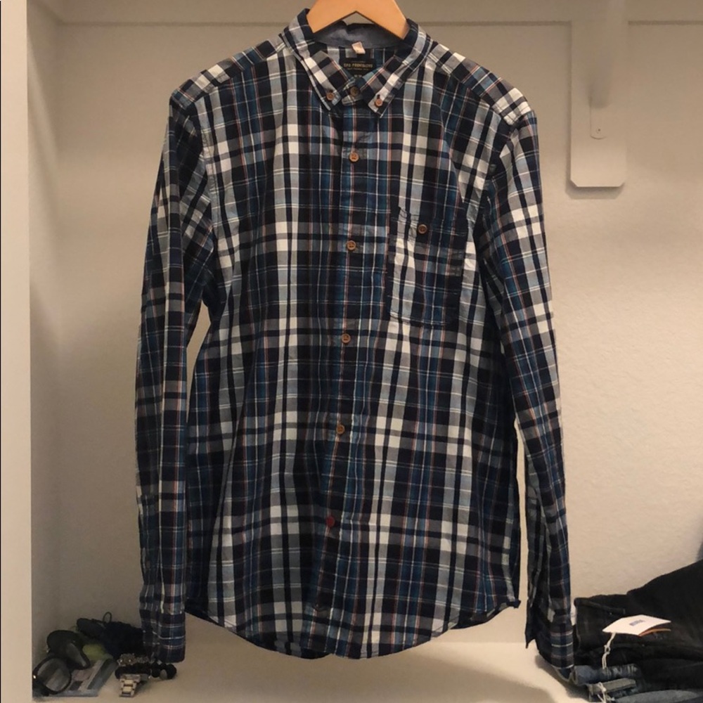 Plaid button down. Size M